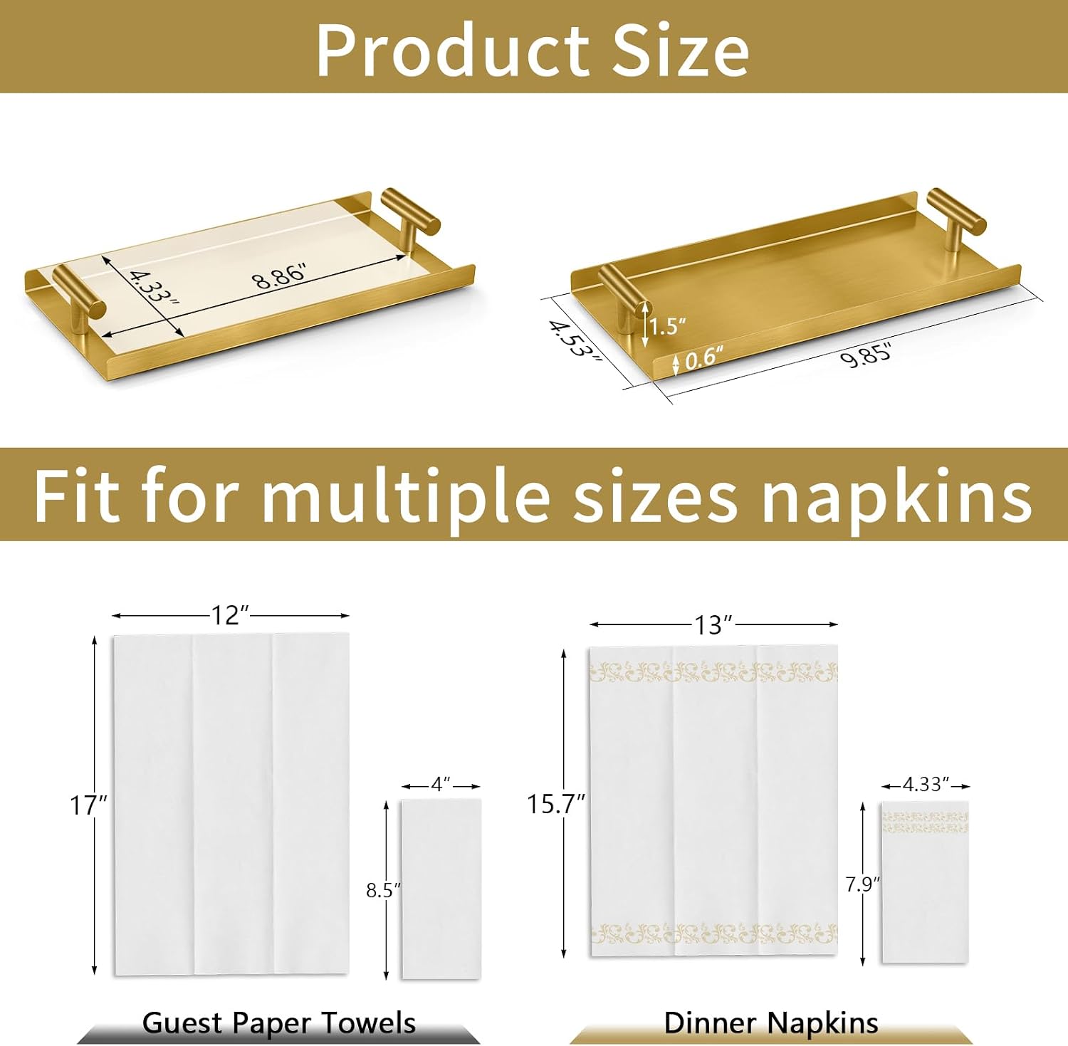 Napkin Holder / Guest Napkin Holders / Gold / Metal