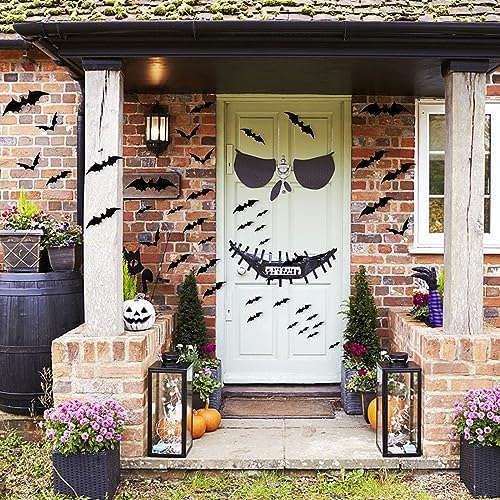 170Pcs 3D Bats Wall Decor, 6 Sizes PVC Bat Stickers Halloween Decorations