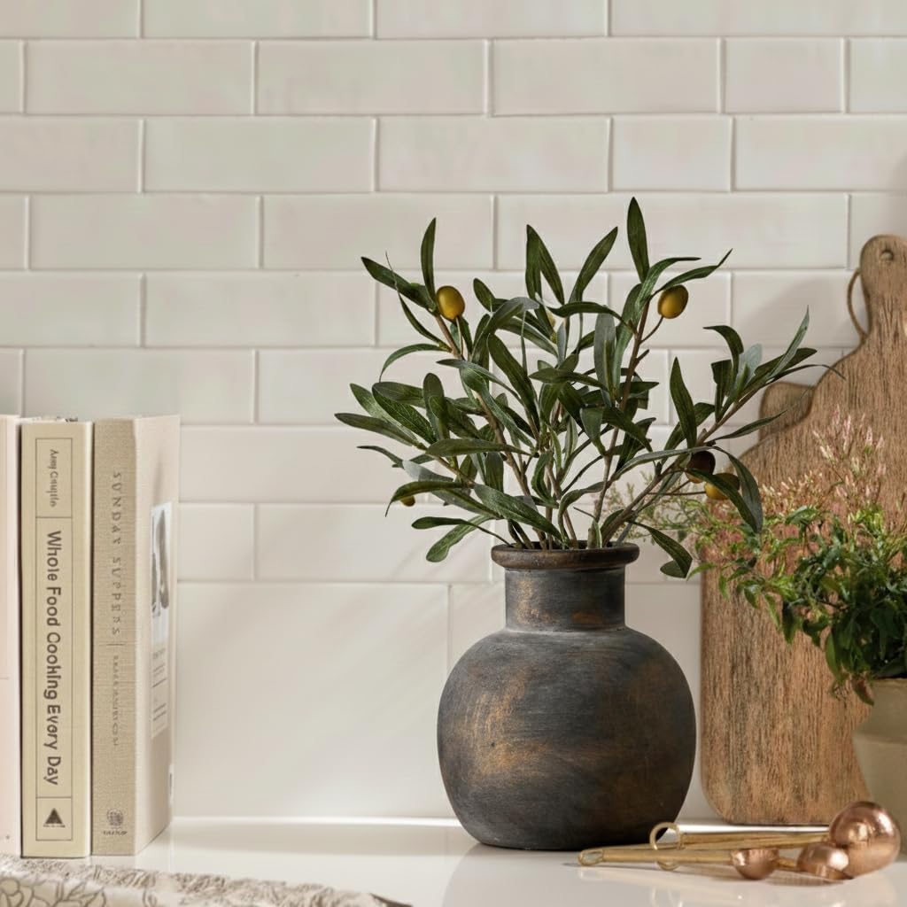 Ceramic Rustic Farmhouse Vase / 795-bronze / 6 Inch