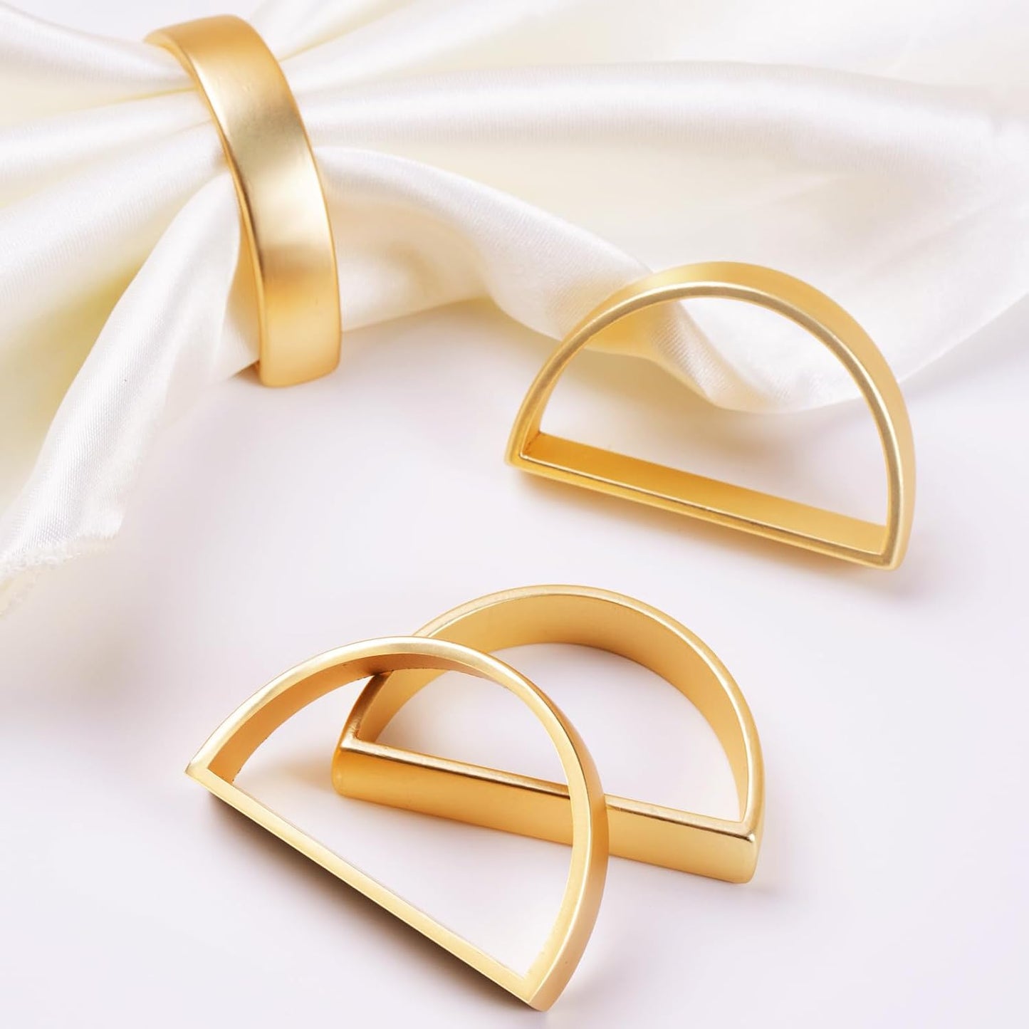 APTWOW 50PCS Gold Napkin Rings, Fall Thanksgiving Christmas Table Decor | Semicircle, Metal, Gold Napkin Holder
