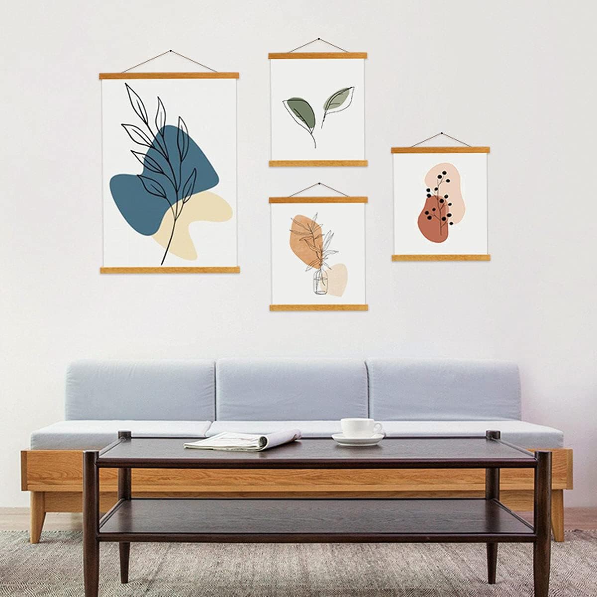 Ywlake Magnetic Poster Hanger, 24x36 24x18 24x32 Poster Frame Wood Wooden Magnet Print Posters Dowel Scroll Hanger