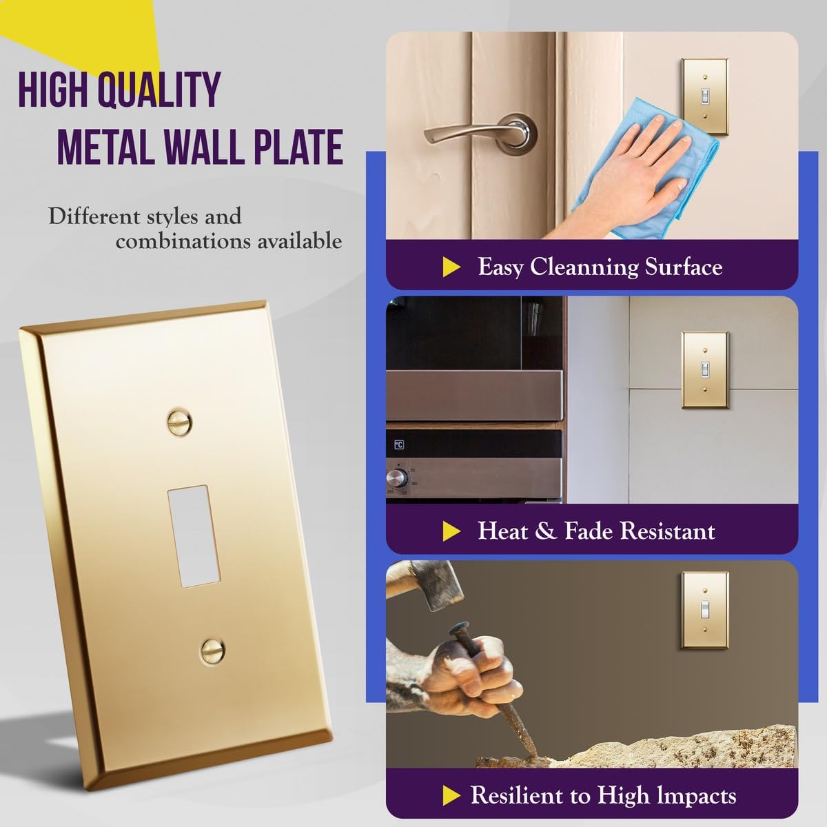 ENERLITES Toggle Light Metal Wall Plate, Stainless Steel Switch Cover, Corrosion Resistant, Standard Size 1-Gang 4.50"