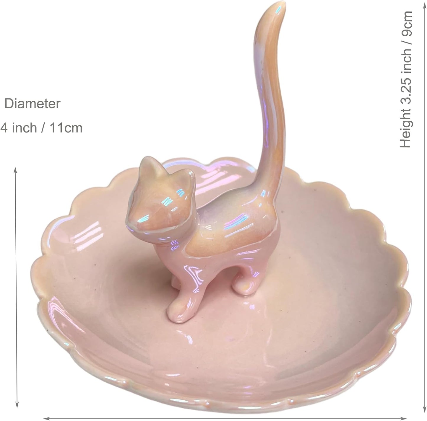 Cat Ring Holder Trinket Tray Ceramic Jewelry Dish Decorative Ring Holder/Trinket Tray / Pink