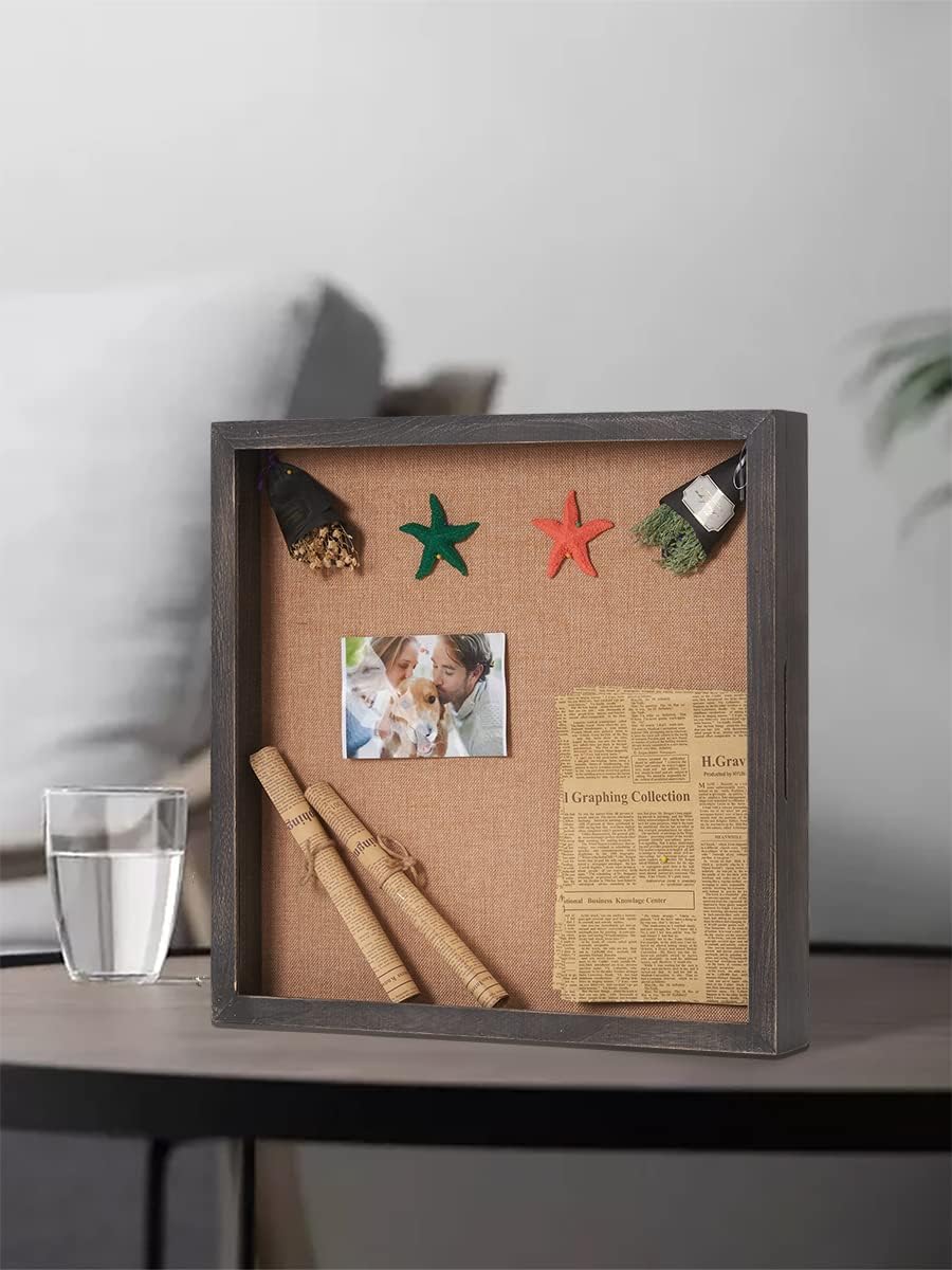 Extra Large Shadow Box 20x20, Square Shadow Boxes Display Cases with Hinged Door, Big Memorial Display Box for Weddings