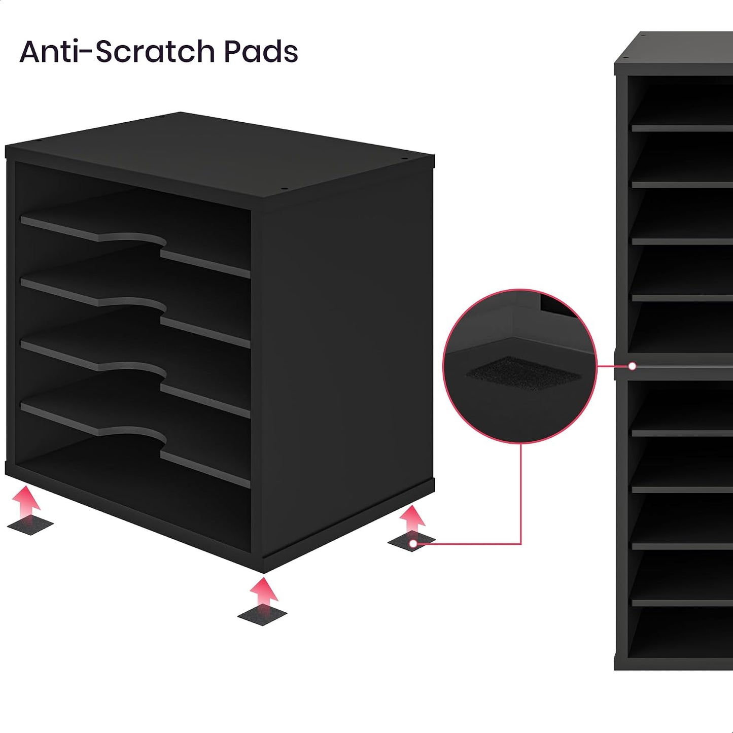 Ballucci 5-Tier File Organizer for Desk, Wooden Mail Sorter, Office Desk Organization, Paper Storage Organizers, Folder