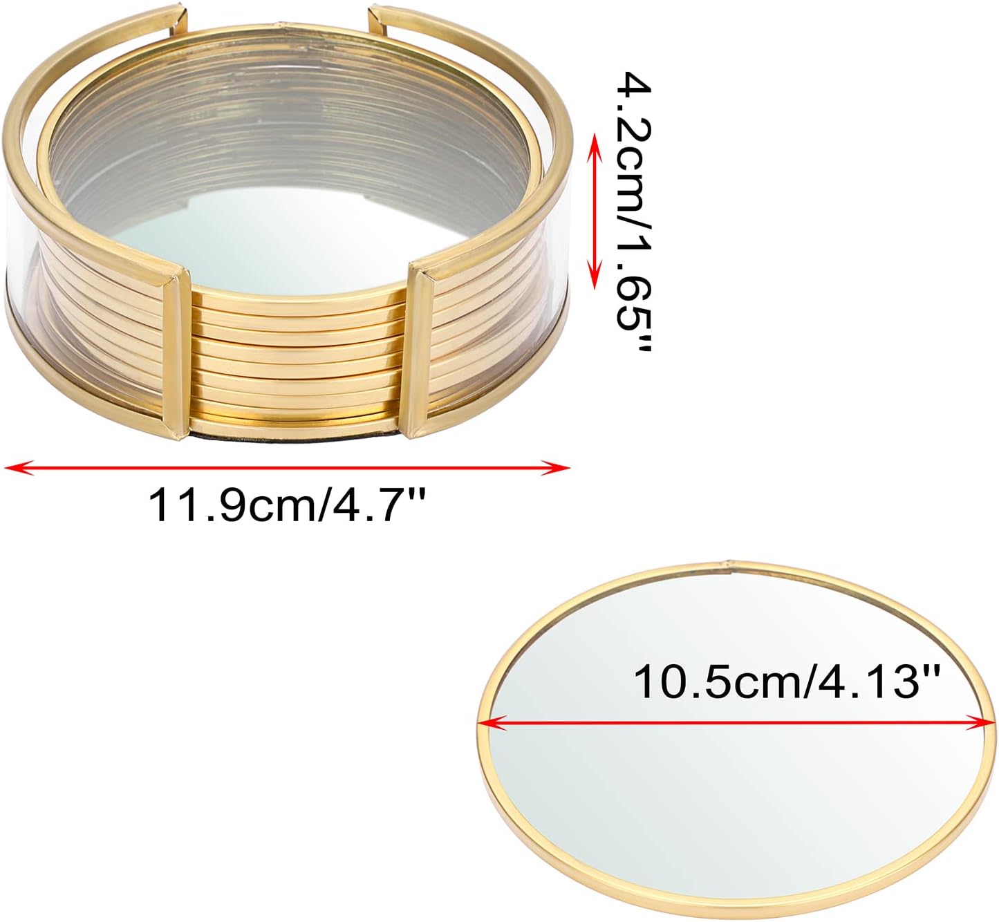 Holder / Golden Brass Coasters for Drinks Glass Cup Coaster Set Modern Coaster / Round / Set of 8