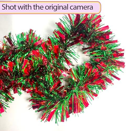 66Ft Christmas Tinsel Garland Shiny Thick Red and Green Tinsel Decor Xmas Tree Decorations Metallic Twist Foil Garland for Christmas St Patricks Day Birthday Holiday Party Supplies