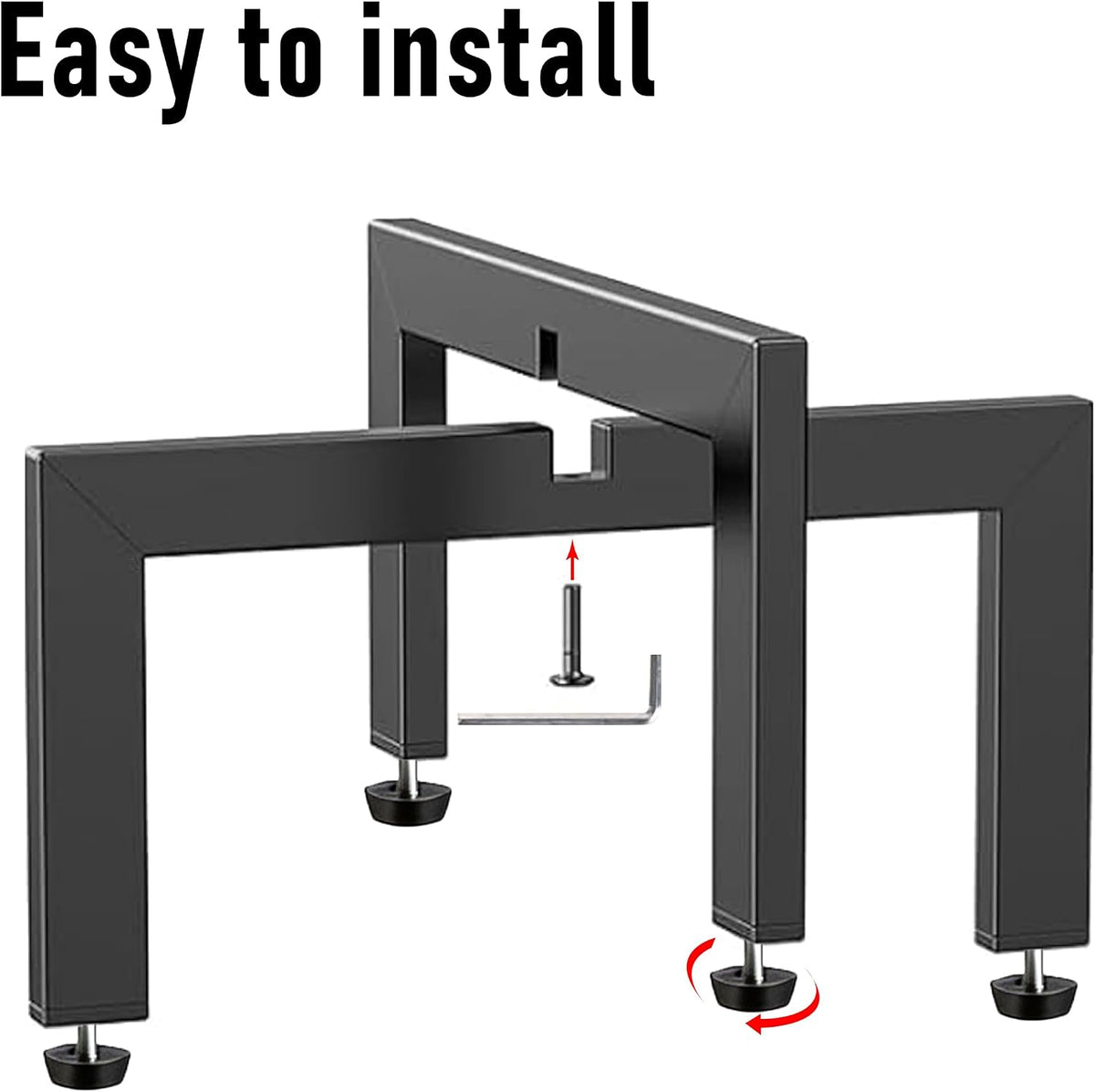 4-Pack Plant Stand Indoor Outdoor with Adjustable Feet, Black | Heavy Duty Metal Construction, Fits 5-13 Inch Pots