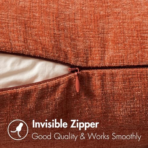 MIULEE Soft Chenille Fall Throw Pillow Covers Rust 16x16 Inch Pack of 2