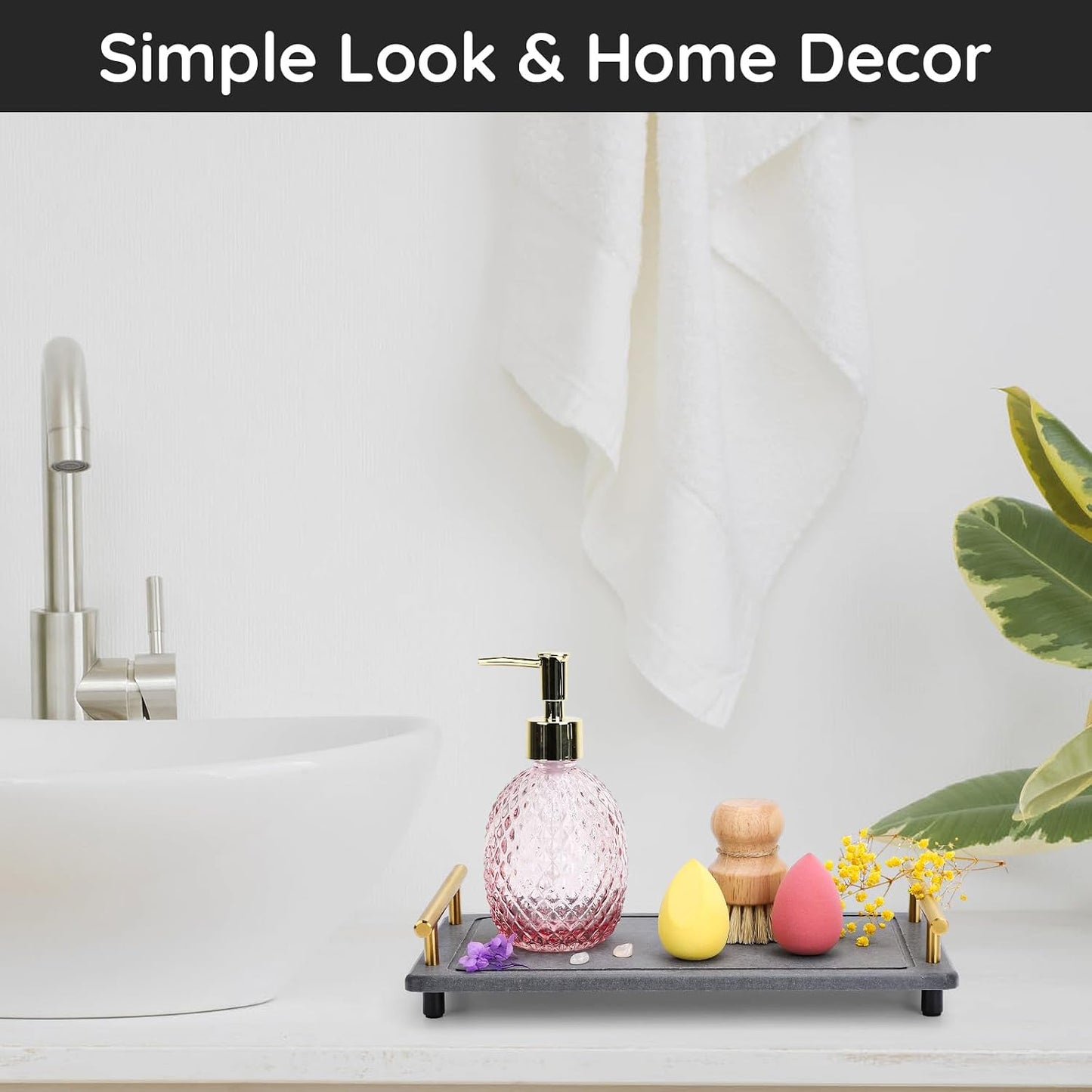 Bathroom Counter Tray / Gray-gold / 12.2 x 5.9 x 2.5