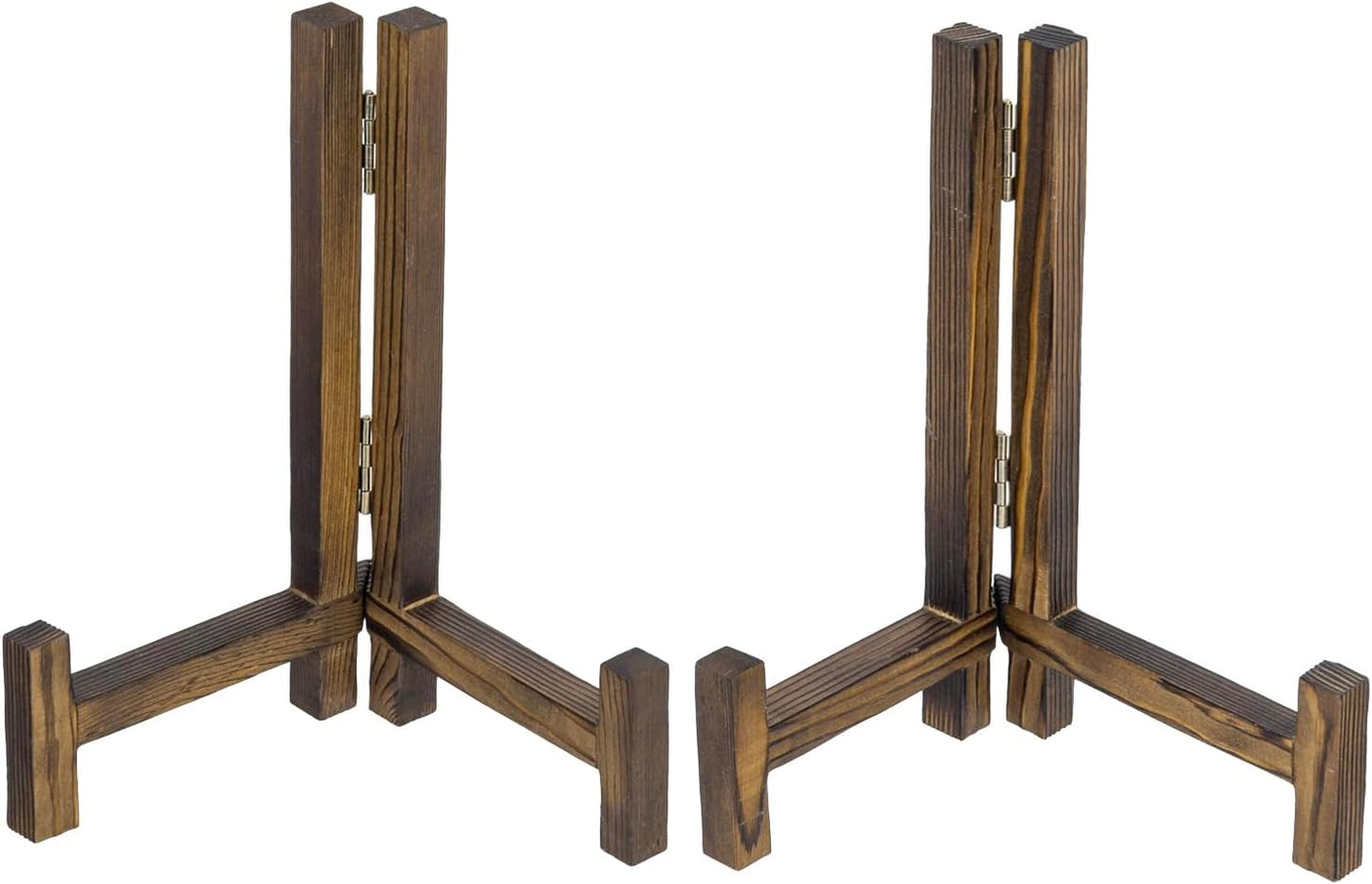 MyGift Set of 2 Plate Stands for Display, 11 Inch Plate Rack, Wooden Picture Frame Holder for Picture Card Cookbook