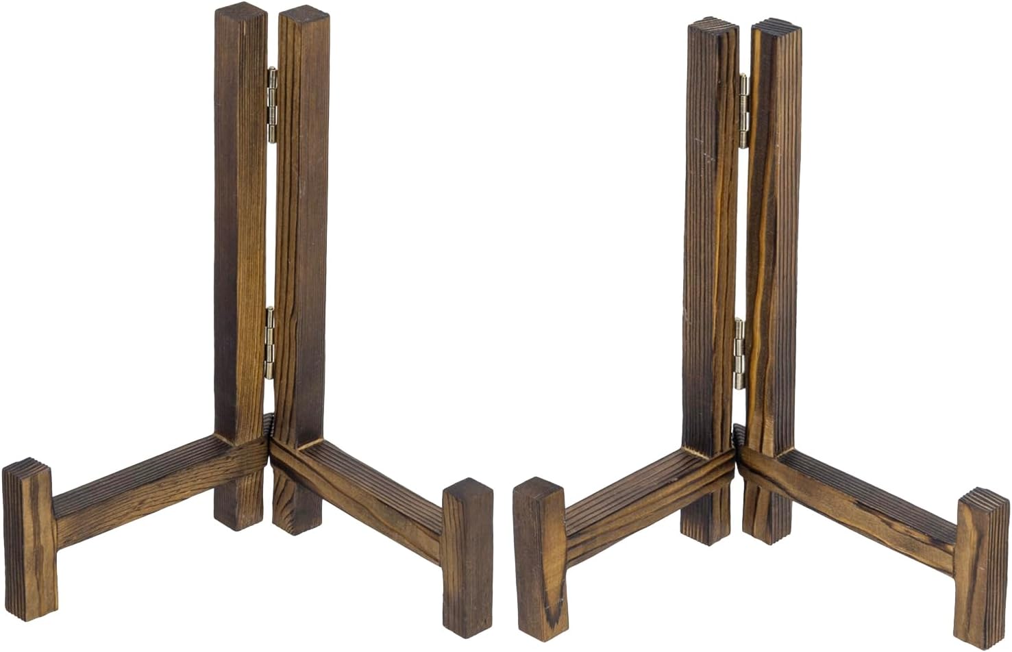 MyGift Set of 2 Plate Stands for Display, 11 Inch Plate Rack, Wooden Picture Frame Holder for Picture Card Cookbook