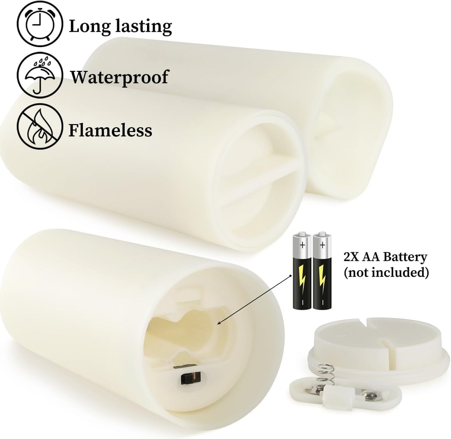 YOROXRG Set of 24 Waterproof Outdoor Flameless Candles, LED Candles with 4 Remote and Timer,(H 4" 5" 6" x D 2.2"),for