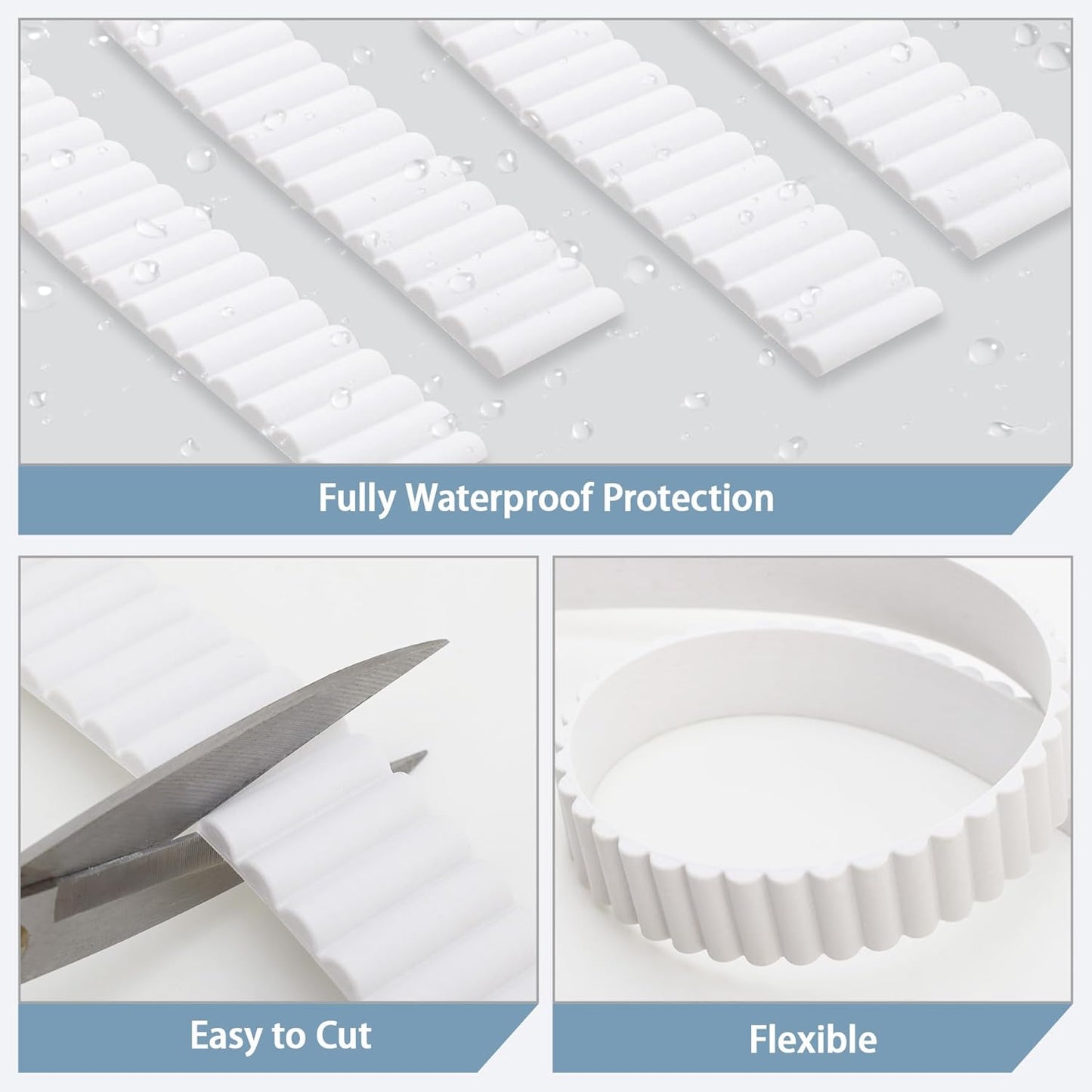 Peel & Stick Flexible Fluted Decorative Molding Trim / 118 x 0.79 / Unfinished White