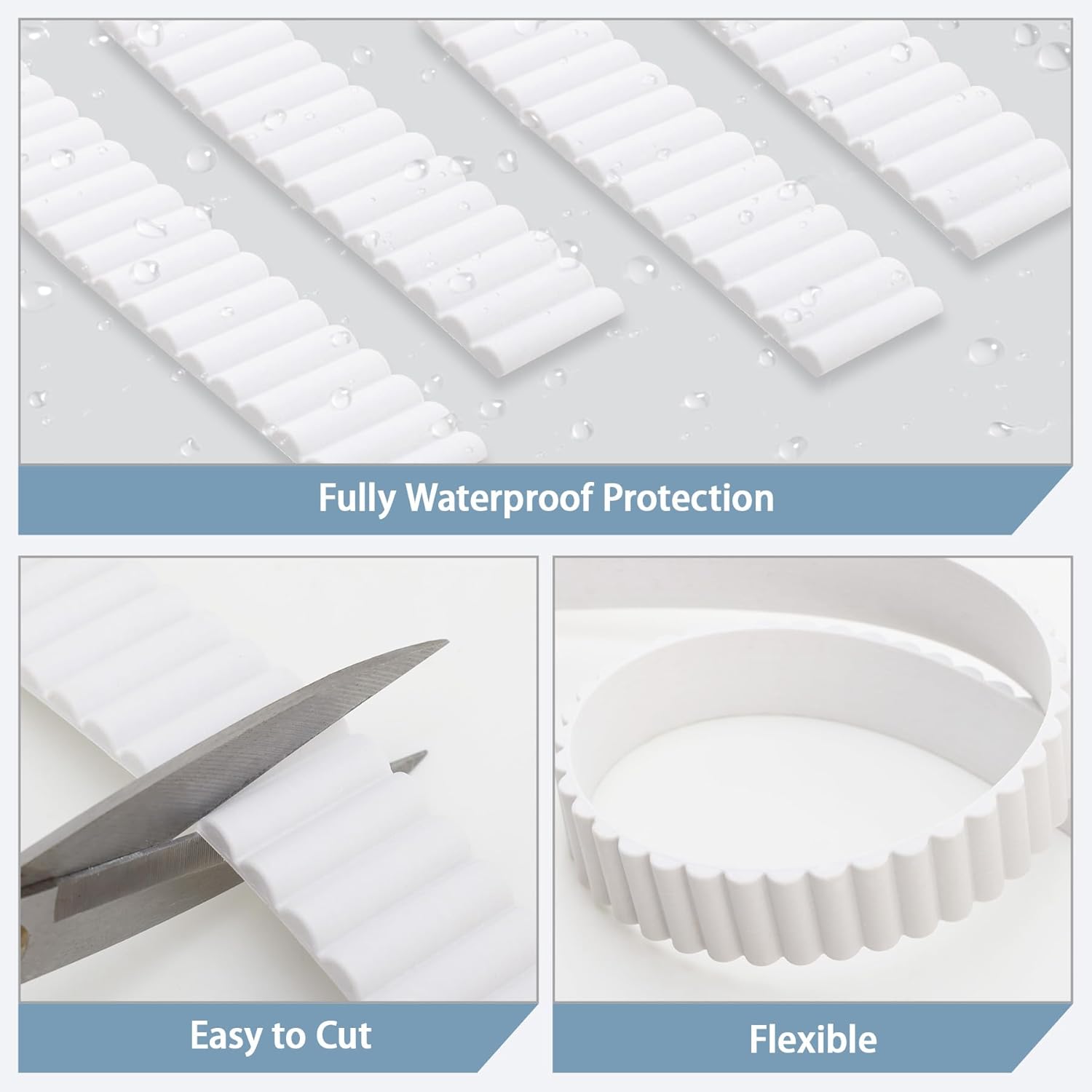 Peel & Stick Flexible Fluted Decorative Molding Trim / 118 x 0.79 / Unfinished White