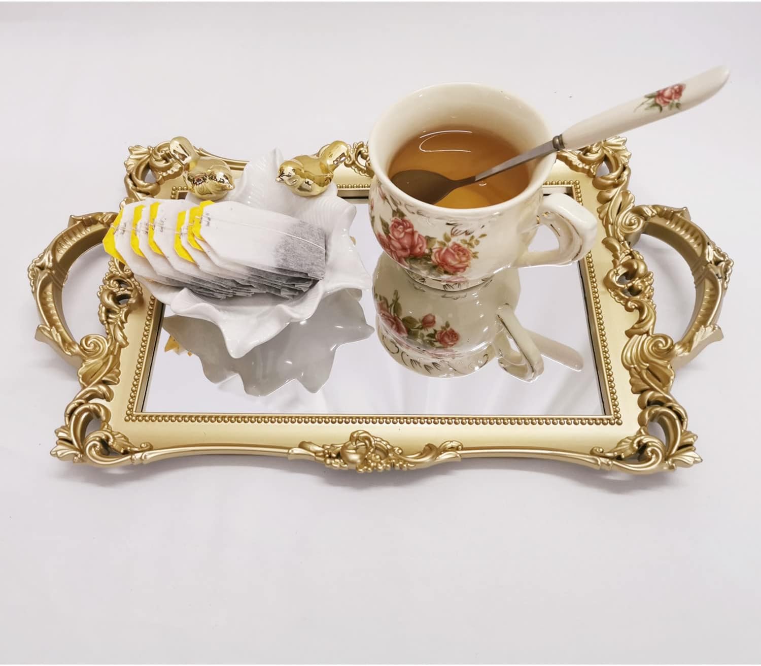 Serving Tray / Makeup Organizer / Gold / 13 x 7.8