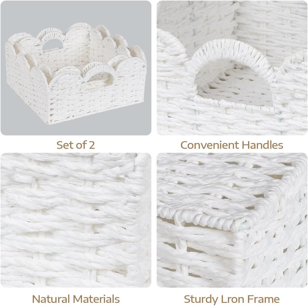 Handles Handwoven Organizer Bin Wicker / White