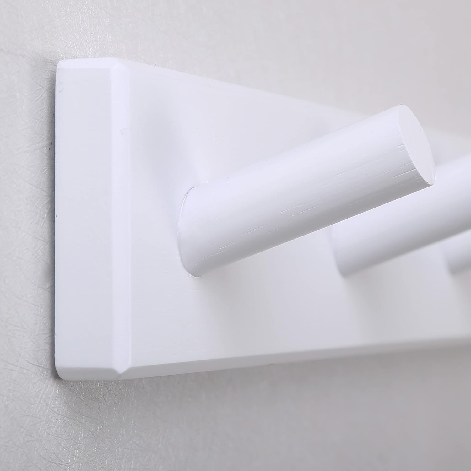 SKOLOO Wall Mounted Coat Rack 38", 10 Hooks, Bamboo, Shaker Style, White | Wood wall hooks, painted finish, 100-lb cap