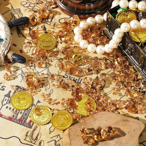 Syhood 570 Pcs Amber Acrylic Gems Plastic Crystals