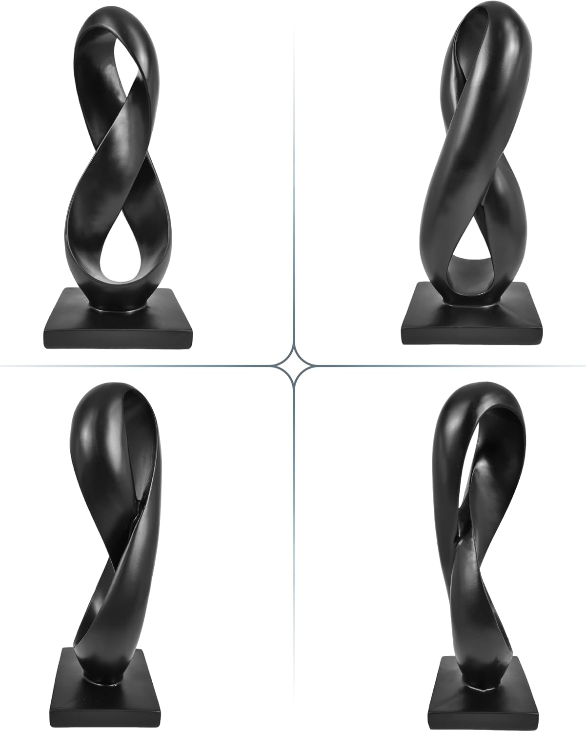 14.5'' Tall Minimalist Figure Eight Tabletop Statue / Black