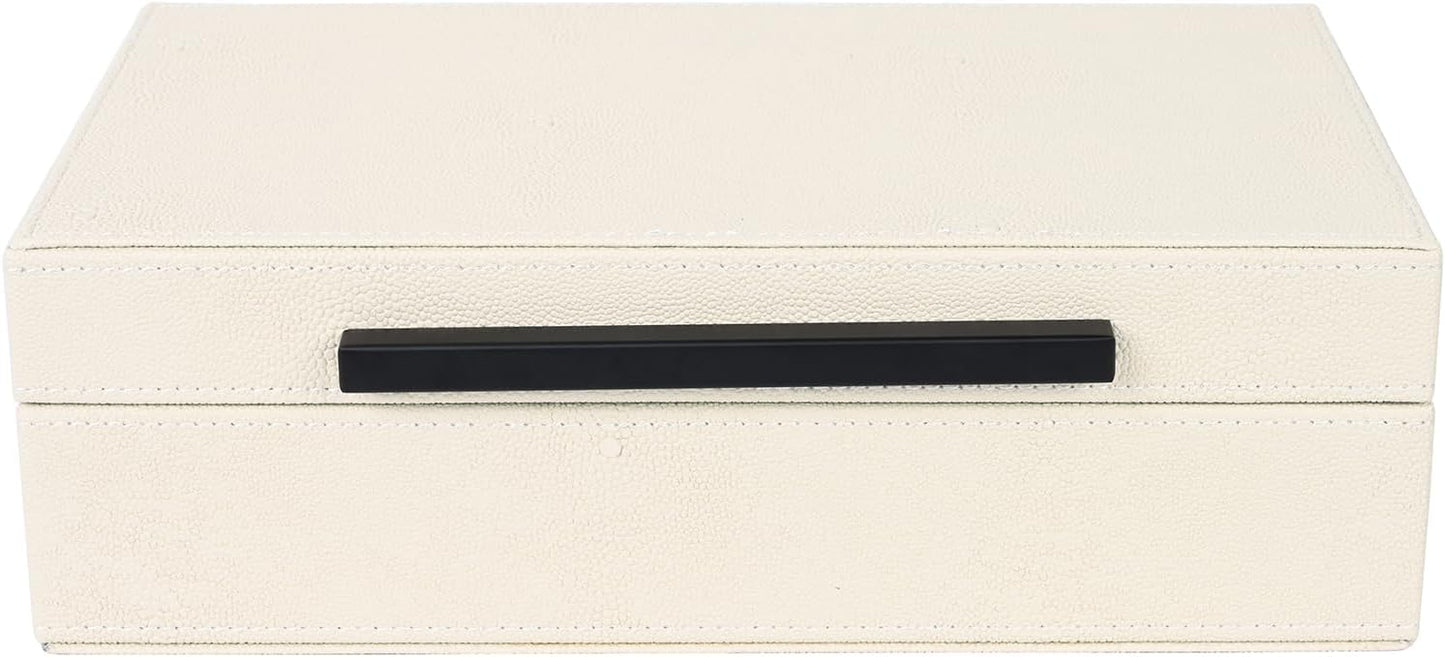 Small Jewelry Organizer & Keepsake Box / 11 In / Beige+black Handles