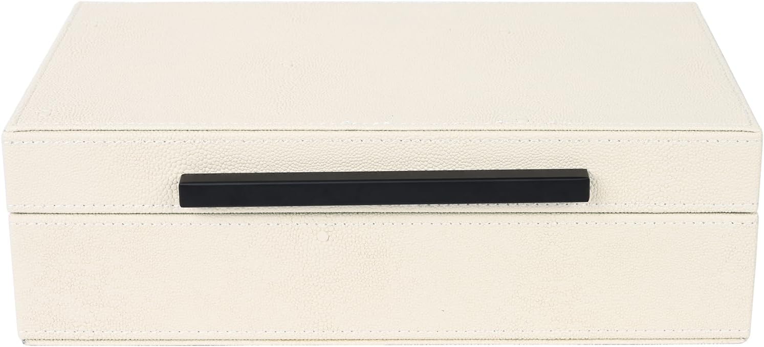 Small Jewelry Organizer & Keepsake Box / 11 In / Beige+black Handles