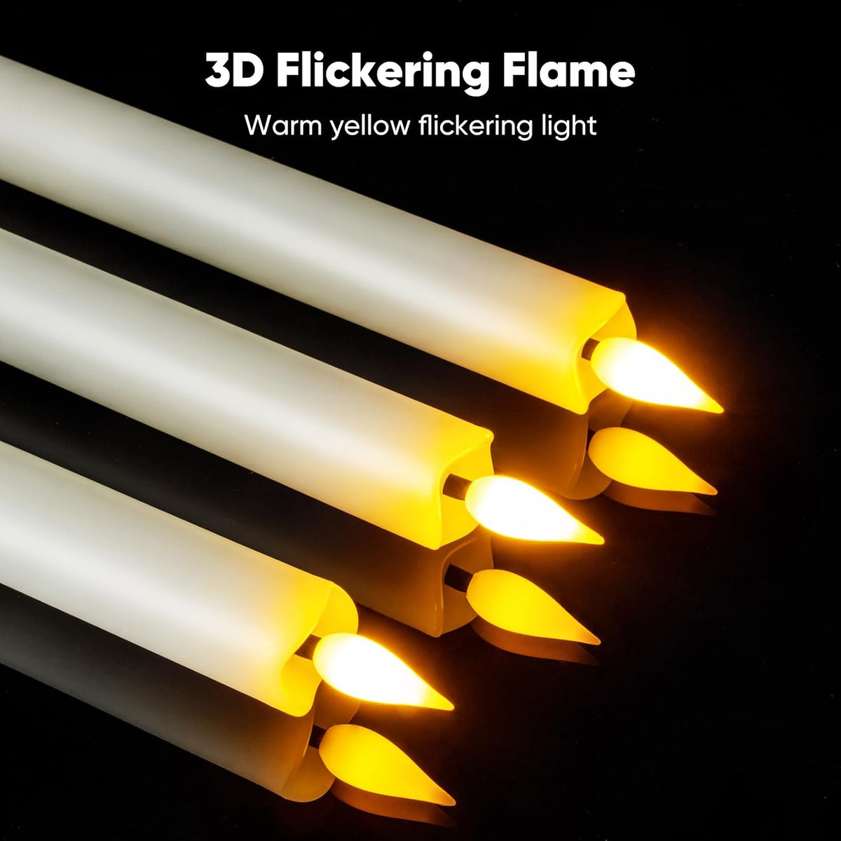 12 Pcs Flameless Taper Candles with Remote Timer, Battery Operated Window Candles, White Plastic LED Candlesticks, for