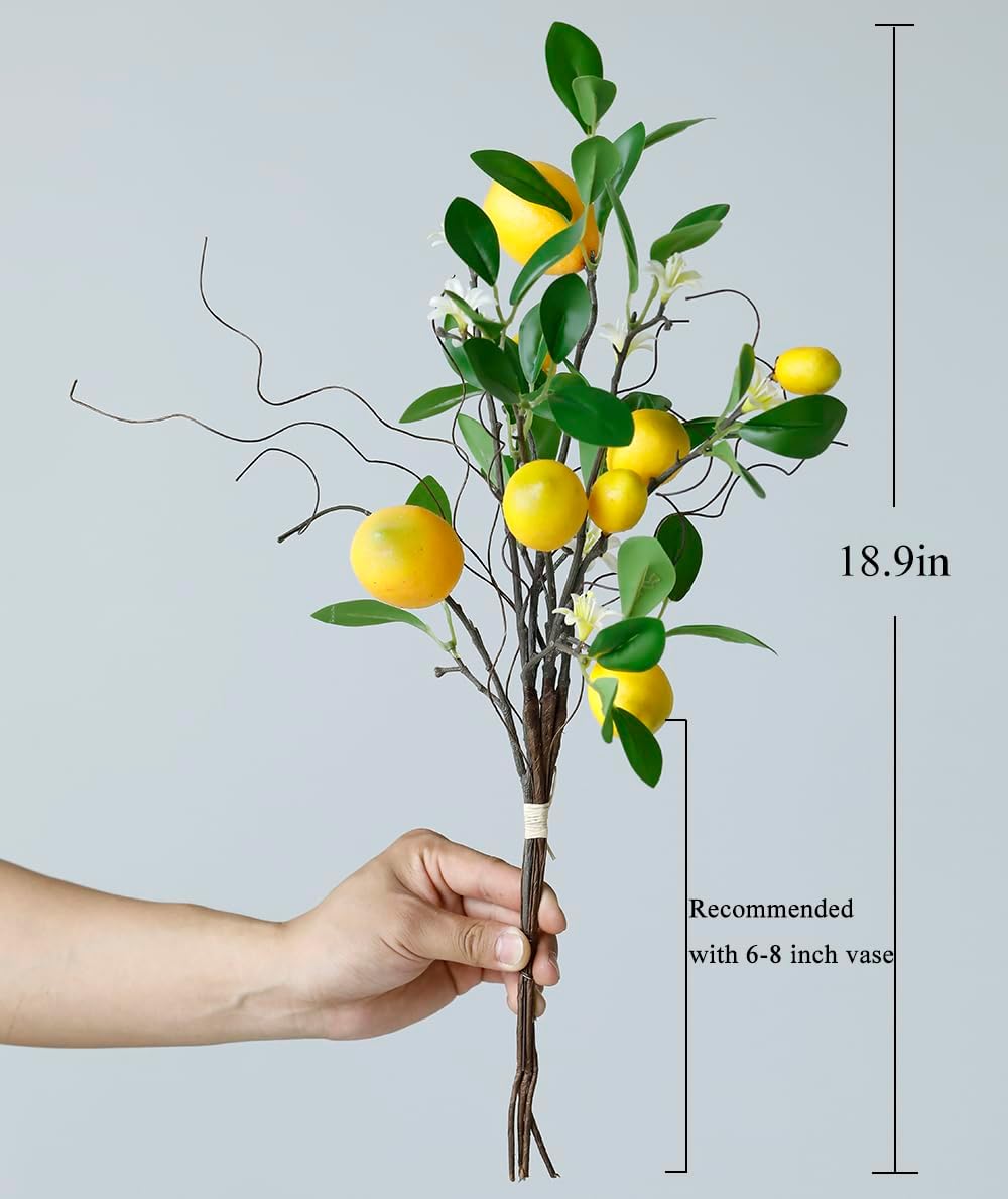 Artificial Lemons Branches / 8 Head Faux Lemons