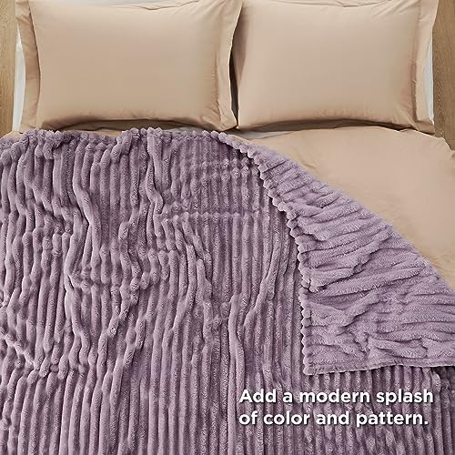 Bedsure Full Size Fleece Blankets for Bed Light Purple 84"x90"