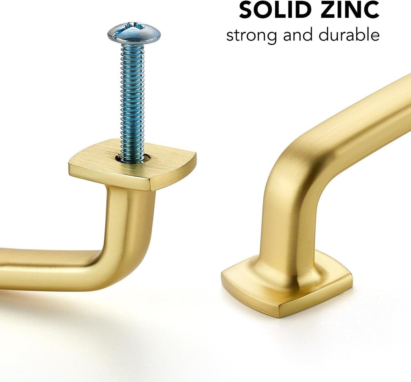 Arch Cabinet Pulls Solid 3-3/ Kitchen / Brushed Brass / 3-3/4 Inch Hole Center / 4 Inch / Set of 10