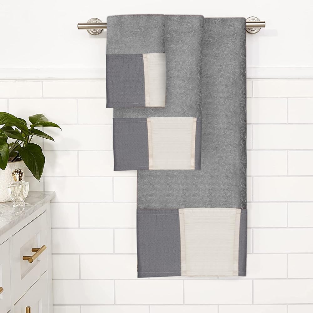 Zahari Home Modern Line Towel Set - 3-Piece Bath Ensemble with Unique Design - Luxury Bath, Hand, and Wash Towels