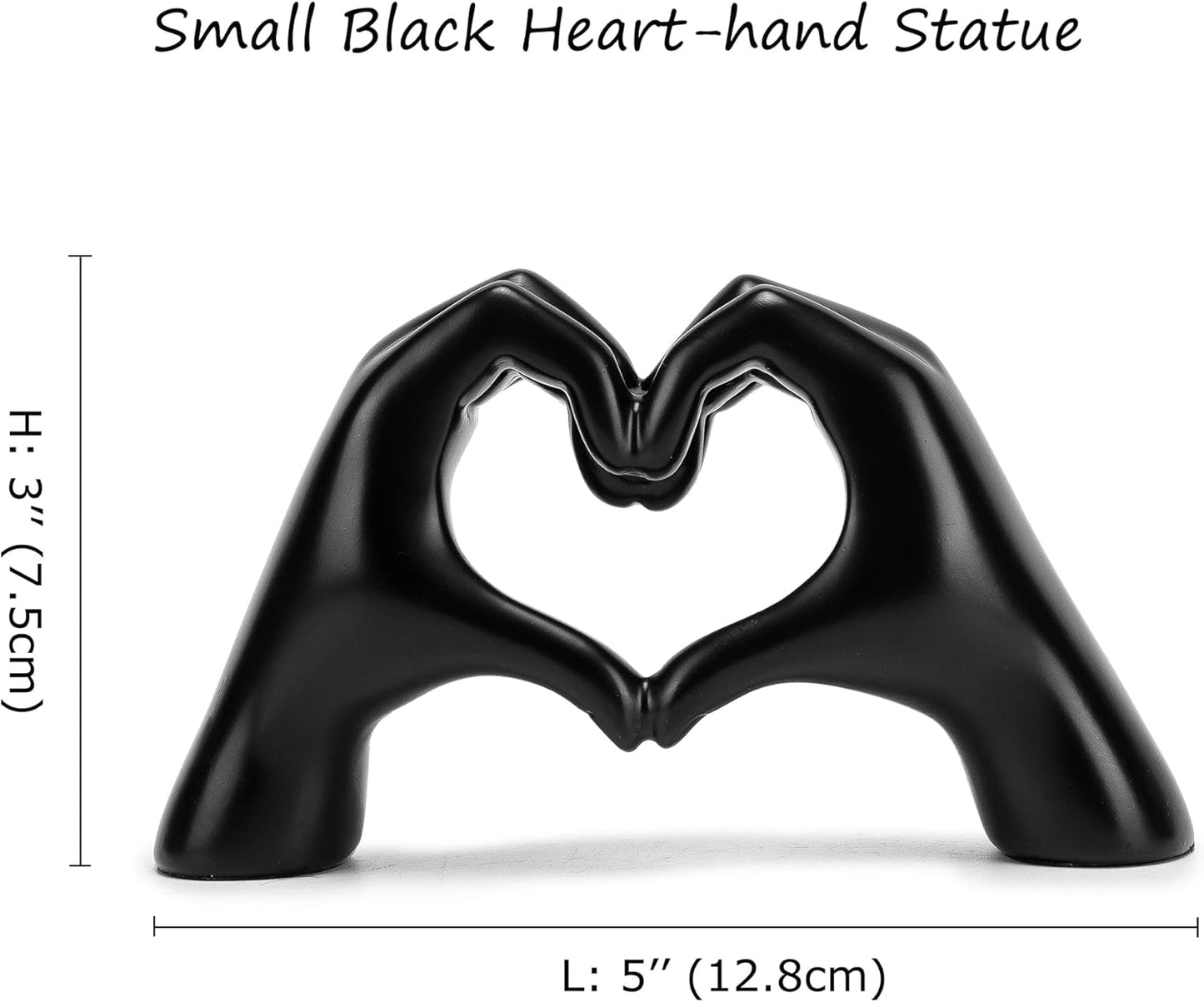 Heart Hands Statues Hand Love Sculpture Decorative Home Decor Ornaments / Black / Small