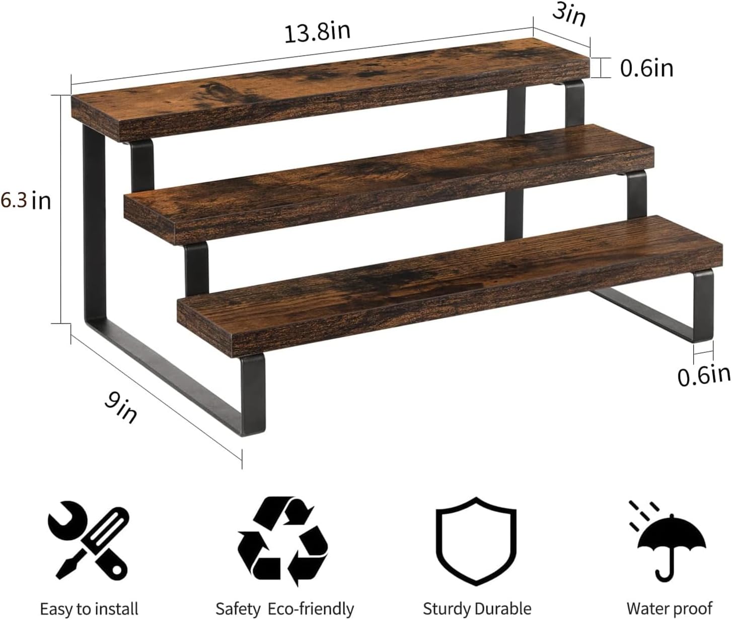 Wooden Display Riser Stand / 3 Tier,brown