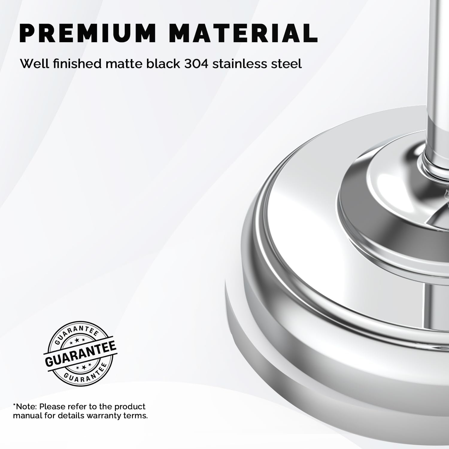 Toilet Paper Holder Stand Stainless Steel & Weighted Base Chrome | Polish Finish Post Pivoting Design Easy to Change