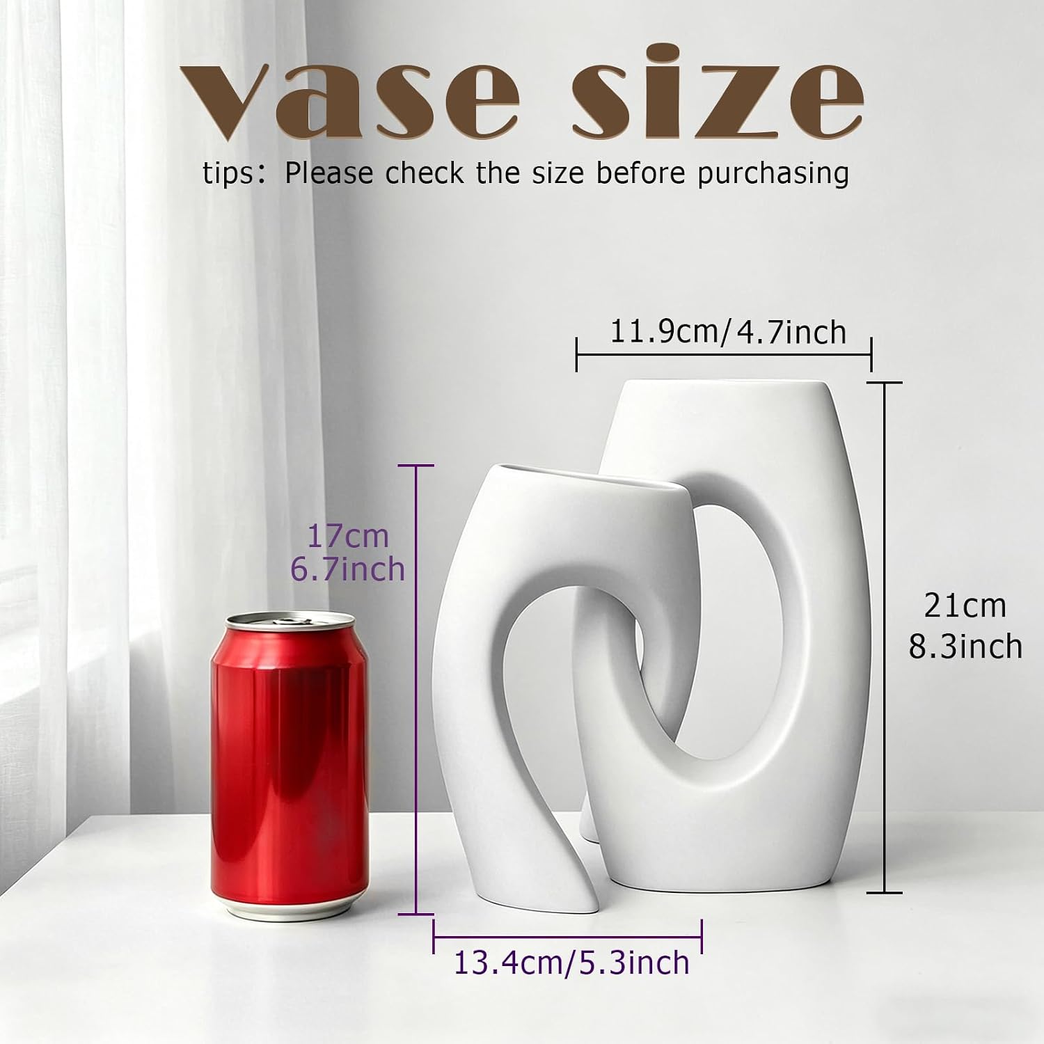 Ceramic Vase by / White / Set of 2