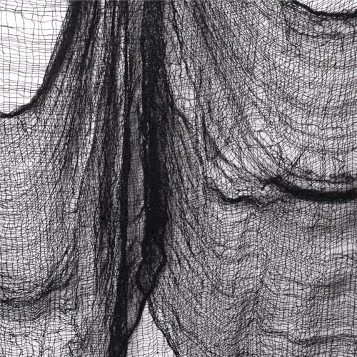4 Pack Halloween Creepy Cloths, Scary Spooky Cloth Creepy Gauze, 30 x 120inch Freaky Loose Weave Creepy Cloth, Decoration for Haunted Houses Props Halloween Wall Outdoor Indoor Decor (Black)