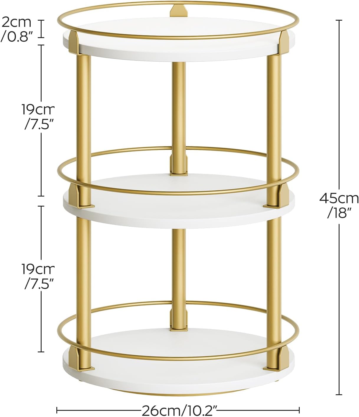 3-Tier Lazy Susan, Rotating Spice Rack, Spinning Organizer, Industrial Turntable Spice Rack for Cabinet, Kitchen