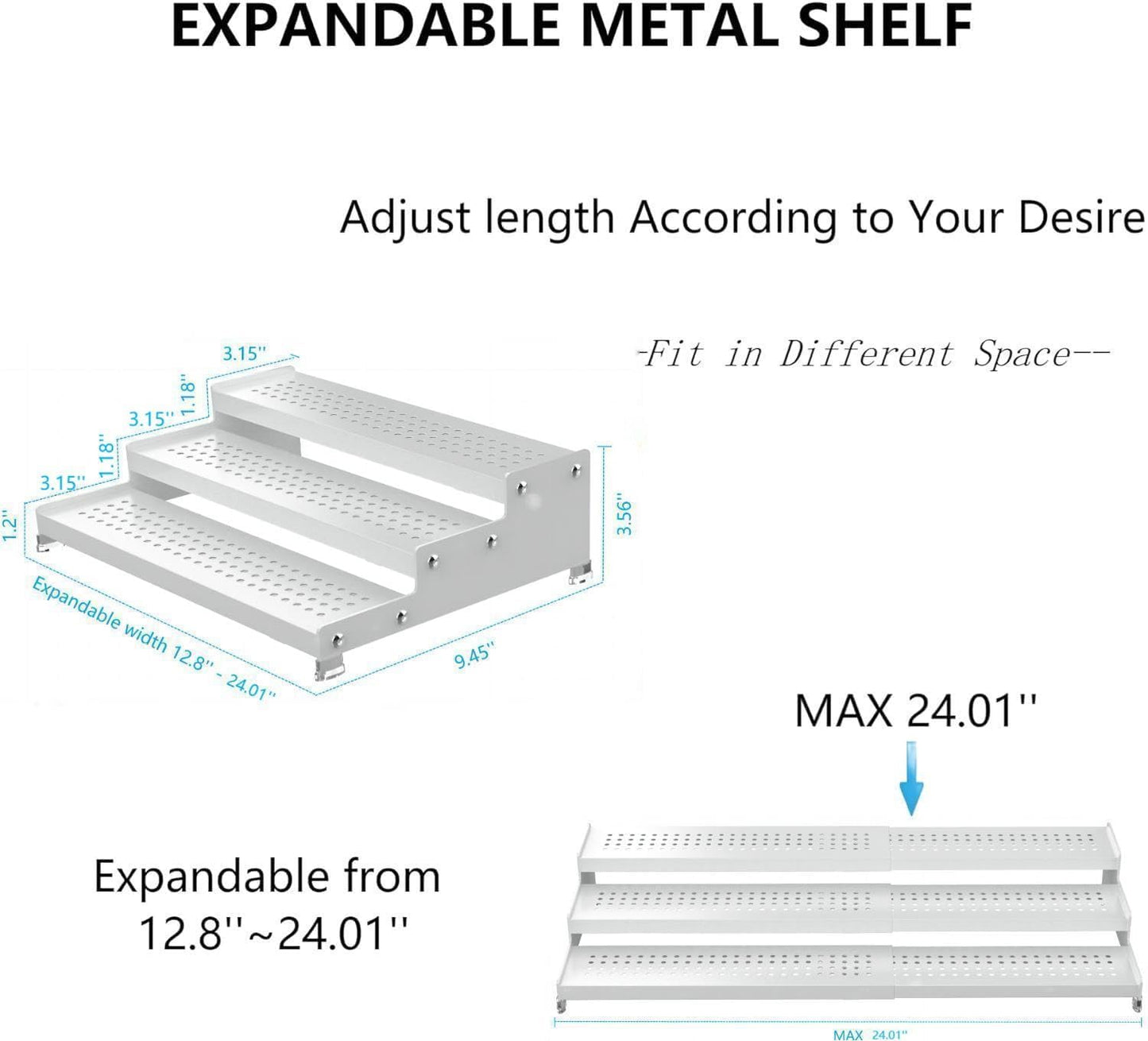 Expandable Spice Rack organizer with 3-Tier step shelf,Modern Design heavy duty,Non Skid and Visibility ,Great for