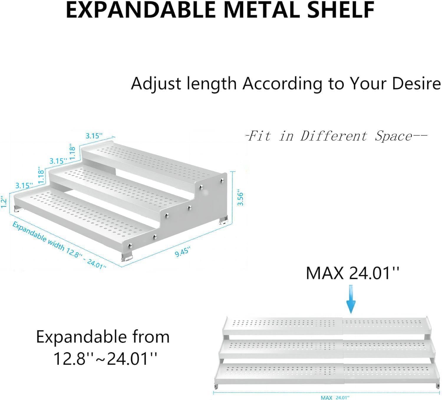 Expandable Spice Rack organizer with 3-Tier step shelf,Modern Design heavy duty,Non Skid and Visibility ,Great for
