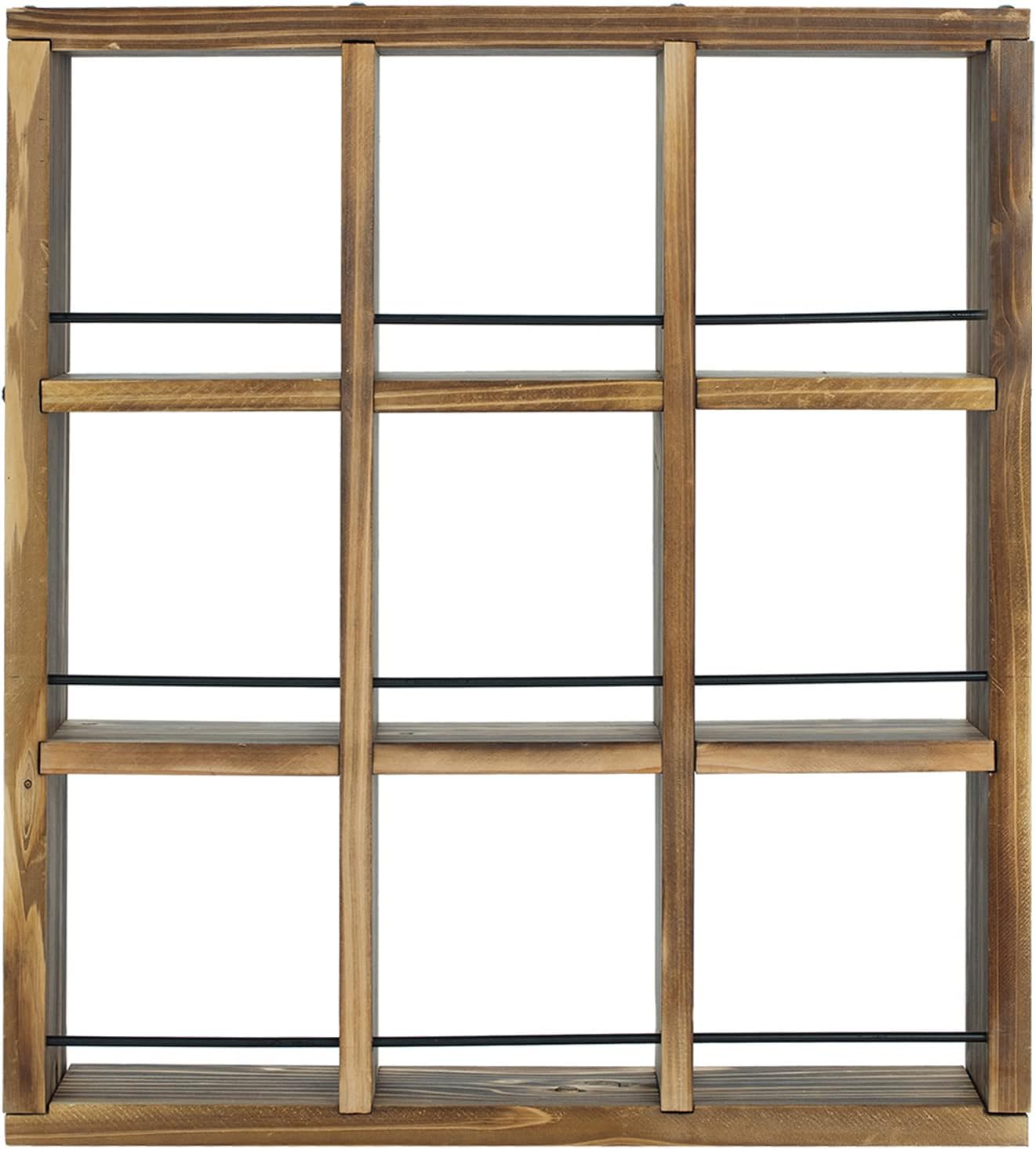 MyGift Wall Mounted Coffee Mug Display Rack – Rustic Burnt Wood Shadow Box Shelf for Collectible Travel Mugs, Cup
