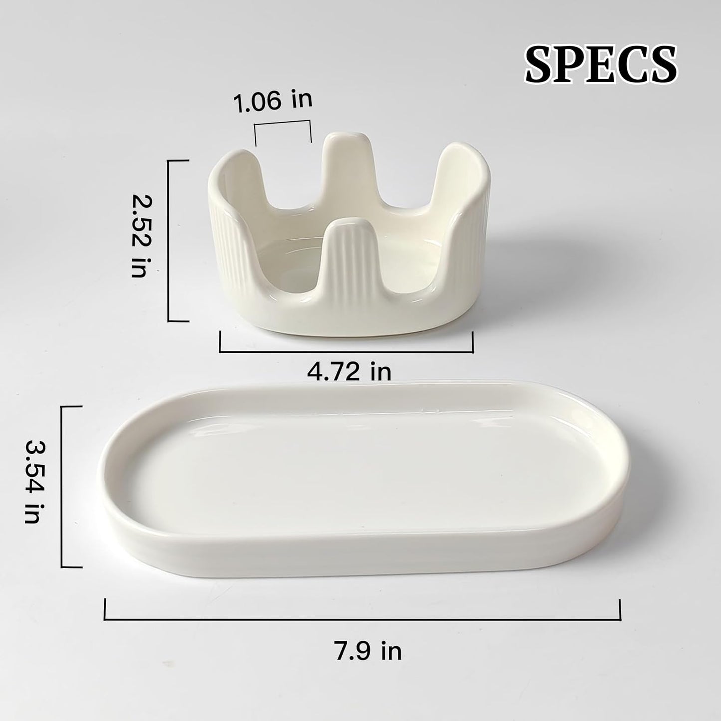 Ceramic Double Sponge Holder / White / Dual-set
