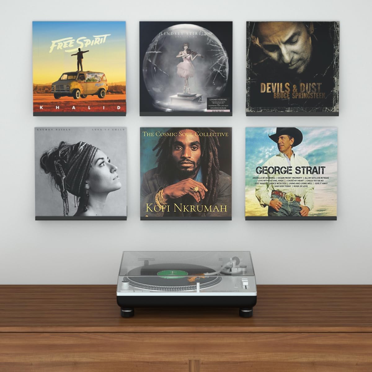 NIUBEE Vinyl Record Shelf Wall Mount, Vinyl Holder Wall, 6 Pack, Black | 12inch Acrylic Record Vinyl Shelves Display