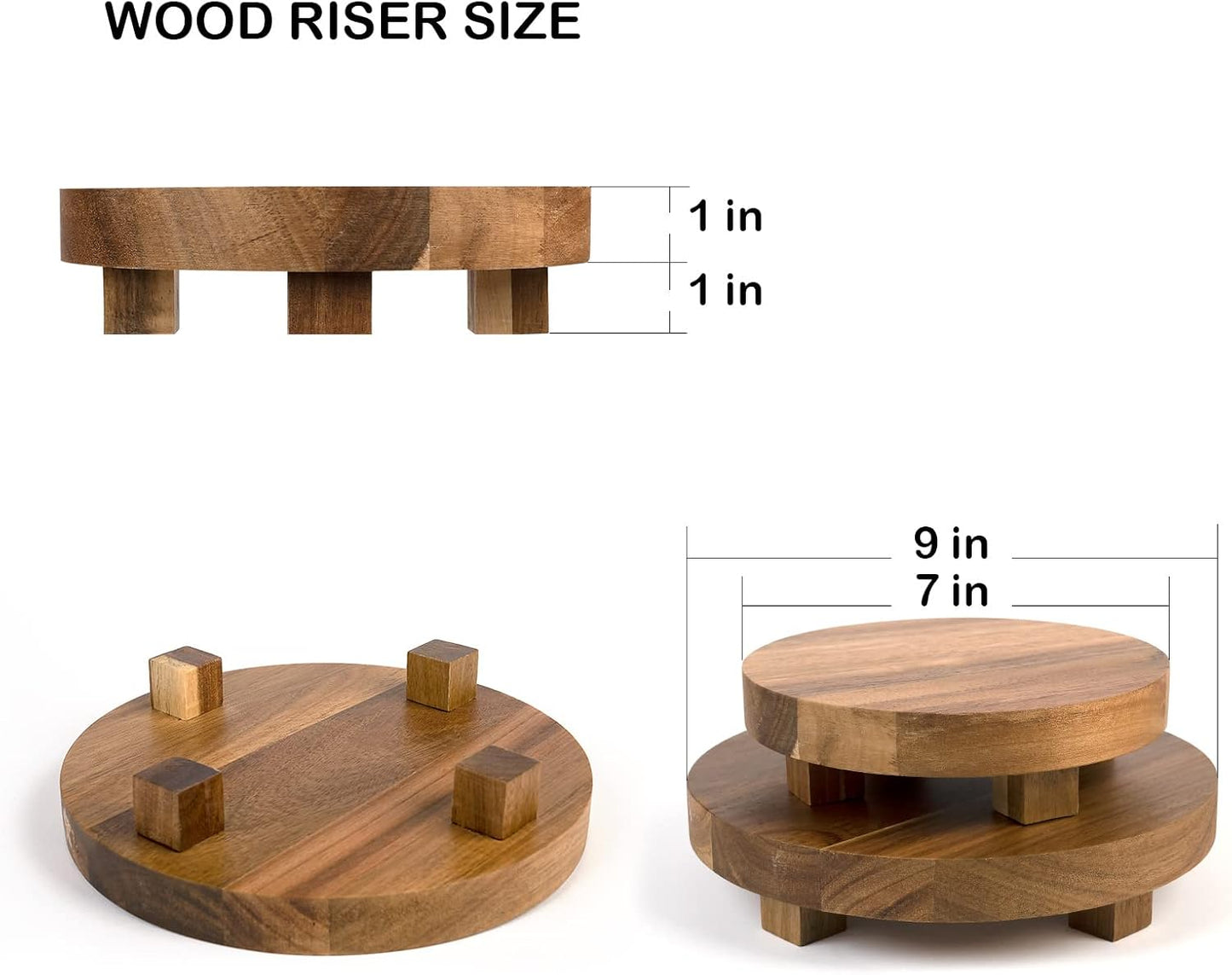 Wood Pedestal Stand 7- Round / Natural / 9 Inch / Set of 2