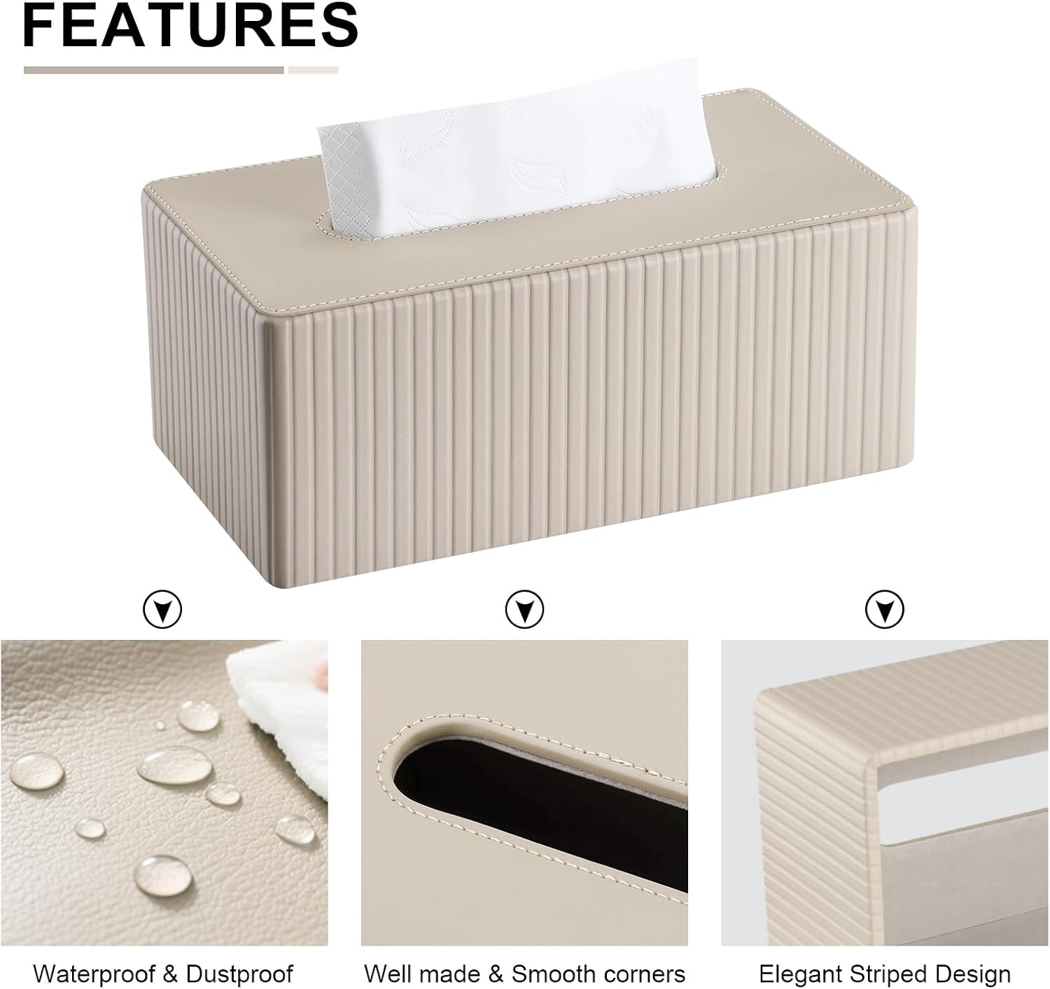 Napkin & Facial Tissue Holder / Beige Stripe