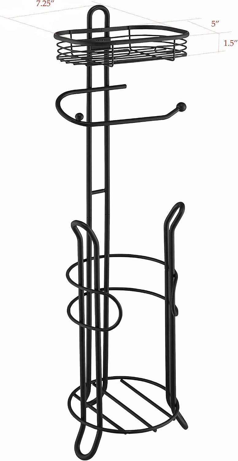 SunnyPoint Bathroom Heavyweight Toilet Tissue Paper Roll Storage Holder Stand with Reserve and Shelve, The Reserve Area