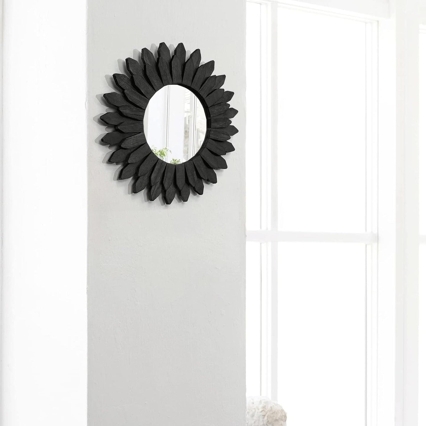 Wall Decor Wall Mirror Boho Wall Decor Wood Decorative Mirror / Black / 12 Inch
