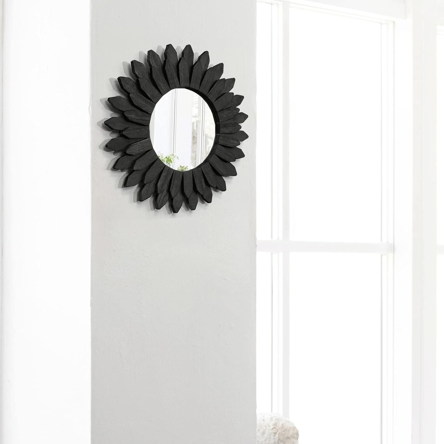 Wall Decor Wall Mirror Boho Wall Decor Wood Decorative Mirror / Black / 12 Inch