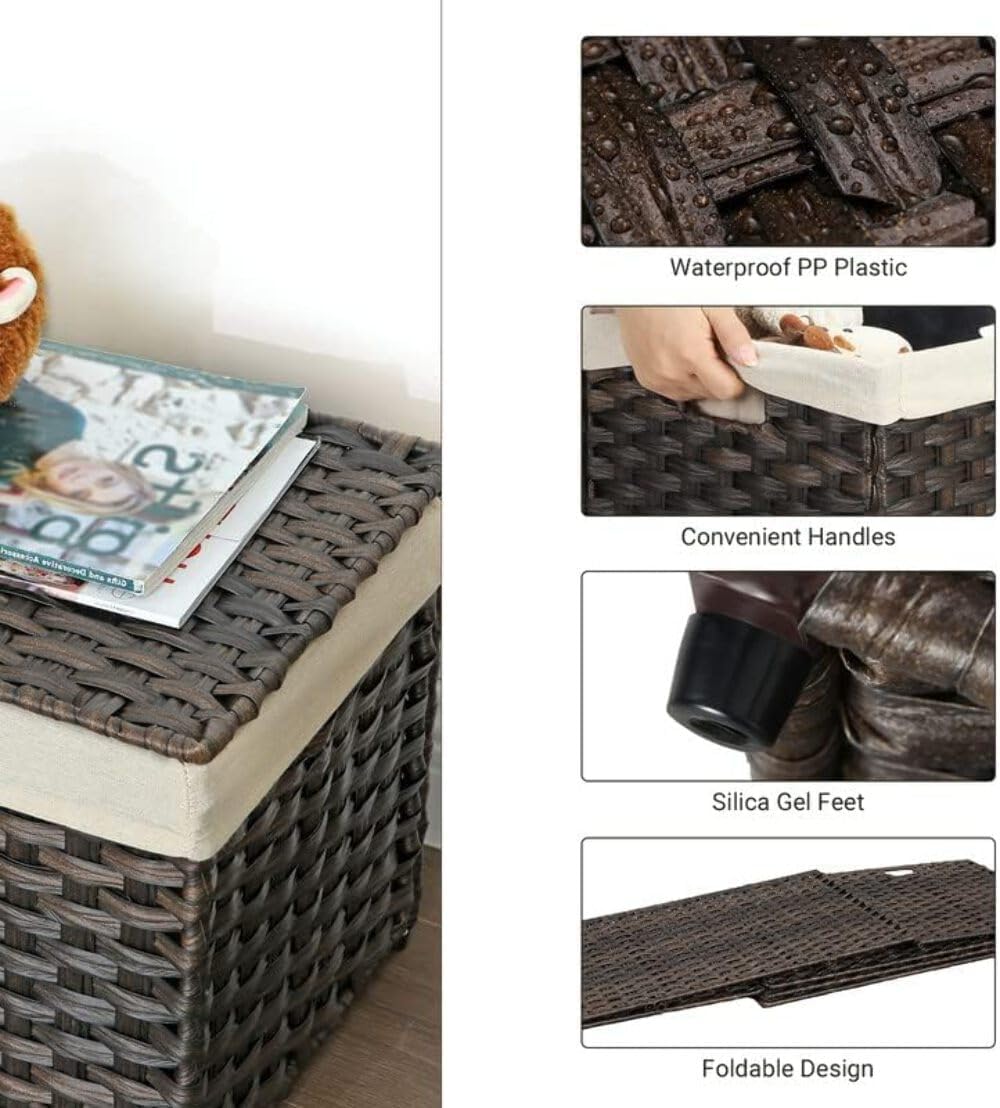 Metal Frame / Woven Blanket Storage Bin / 160 L / Brown