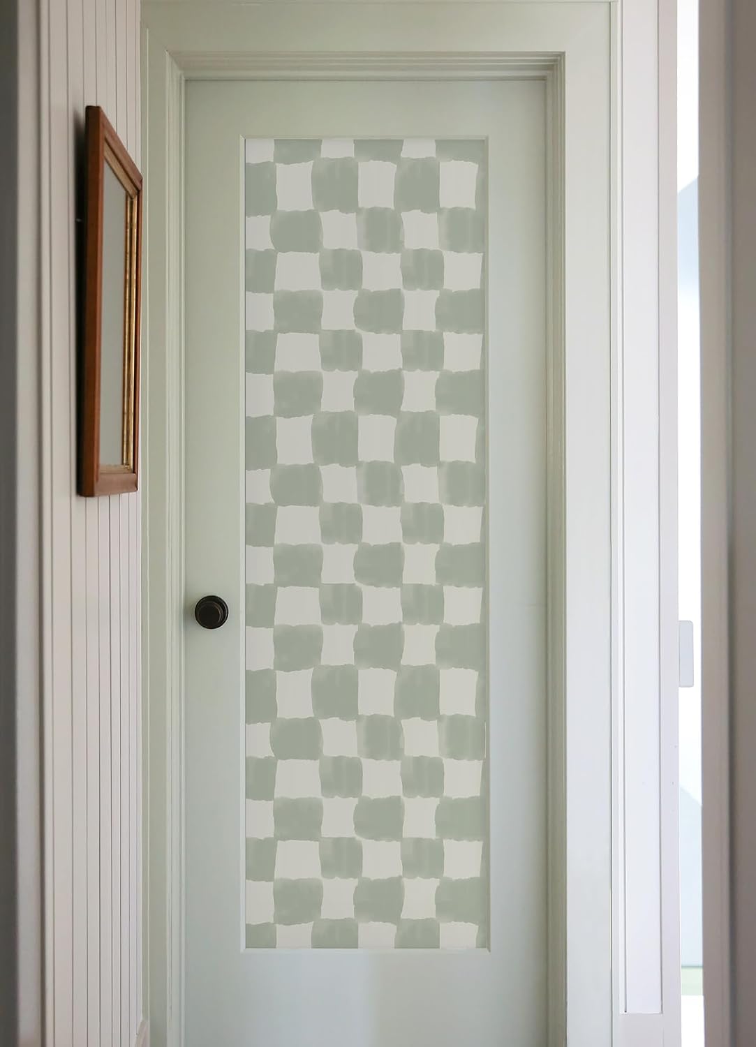 RoomMates Tess Watercolor Checker Sage Peel and Stick Wallpaper / Green
