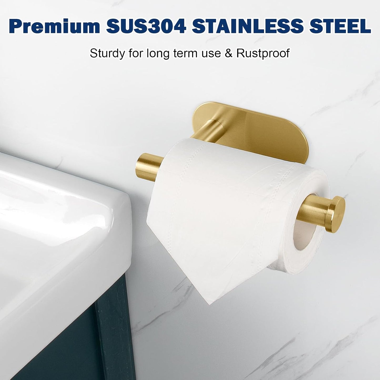 NearMoon Toilet Paper Holder Self Adhesive, Premium Thicken SUS304 Stainless Steel Rustproof Adhesive Toilet Roll